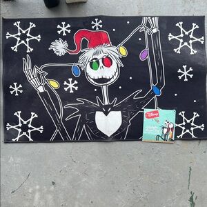⭐️Disney Black & White Jack Skellington Nightmare before Christmas Mat 20” x 32”